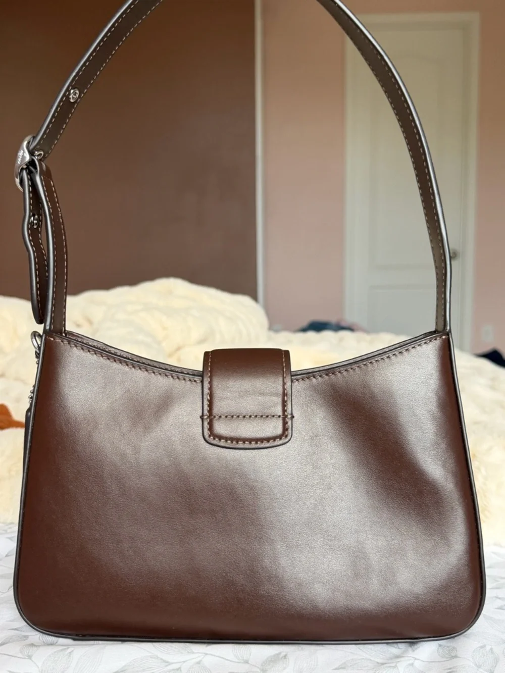 Coach Eliza Brown Leather Shoulder Bag - Picture 2 of 7